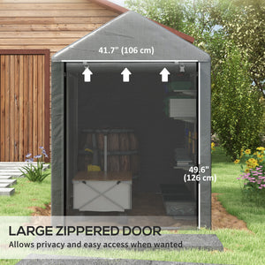 Portable garden shed with roll-up door