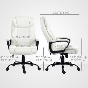 Fauteuil de bureau massant, vibration à 6 points, hauteur réglable, blanc