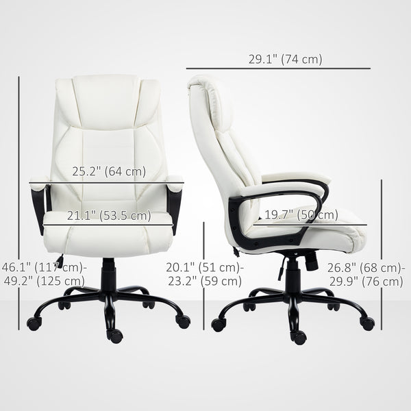 Fauteuil de bureau massant, vibration à 6 points, hauteur réglable, blanc