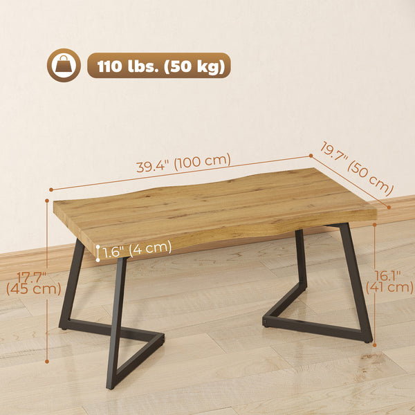 Table basse 39 po à plateau épais, effet chêne et noir