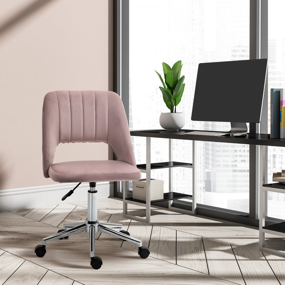 Pink velvet mid-back office chair
