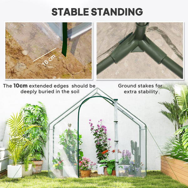 Garden greenhouse with door and window, transparent