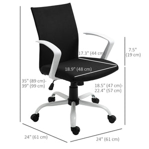 Fauteuil de bureau en lin, dossier mi-haut, inclinable et pivotant, noir
