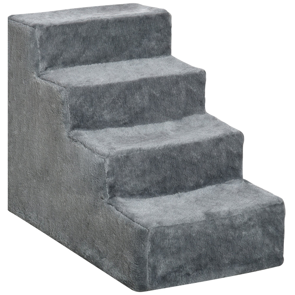 4-Step Dog Ramp for Sofa, Bed and Armchair, with Removable Cover, Light Grey