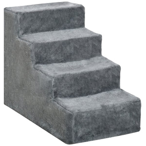 4-Step Dog Ramp for Sofa, Bed and Armchair, with Removable Cover, Light Grey