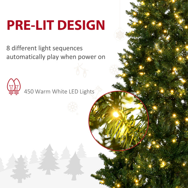 Sapin de Noël artificiel pré-éclairé de 7,5 pieds avec lumière LED blanc chaud