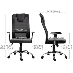 Chaise de bureau ergonomique en maille avec fonction inclinable et accoudoirs, noire