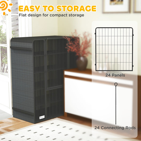 24 Panels 39" Height Heavy Duty Dog Playpen for Small Medium Large Dogs, Grey