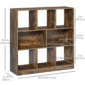 Étagère de rangement à 3 niveaux, bibliothèque, présentoir, organiseur, marron rustique