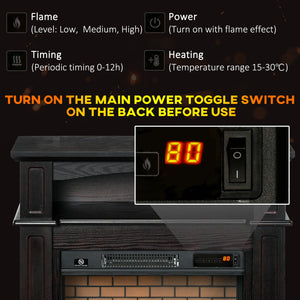 Cheminée électrique avec manteau brun de 700 W/1 400 W
