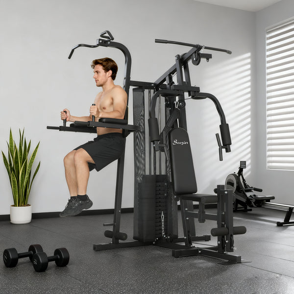 Station de musculation multifonction avec charge ajustable de 152 lb