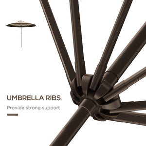 Parasol d'extérieur 9 x 9 pi inclinable avec manivelle, marron foncé