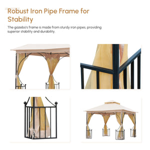 Gazebo 10 x 10 avec moustiquaires, beige