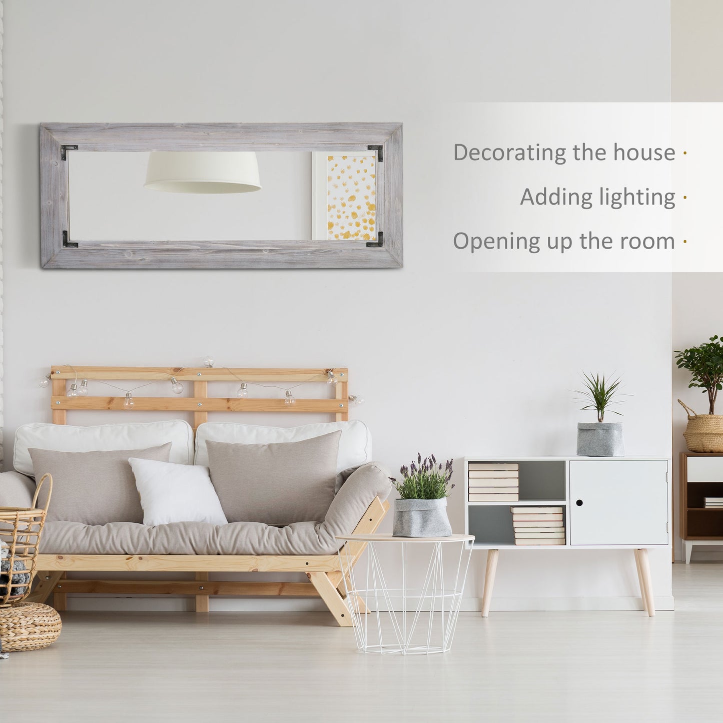 Miroir pleine longueur 140 x 60 cm, montage mural et miroir de sol incliné, vertical ou horizontal pour chambre, gris