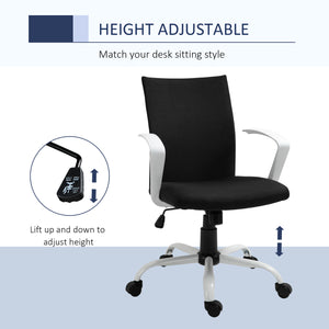 Fauteuil de bureau en lin, dossier mi-haut, inclinable et pivotant, noir