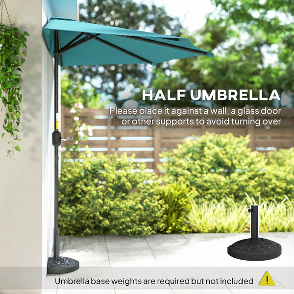 Parasol demi-rond de 9,8 pieds avec manivelle, bleu clair