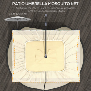 Moustiquaire de protection pour parasol de 7.5 pieds avec porte zippée, beige