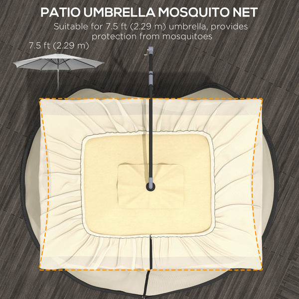 Moustiquaire de protection pour parasol de 7.5 pieds avec porte zippée, beige