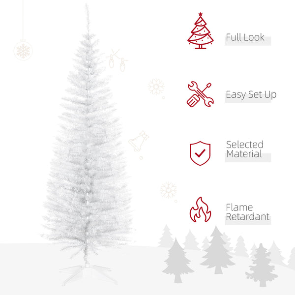 Sapin de Noël artificiel blanc de 5 pieds en forme de crayon