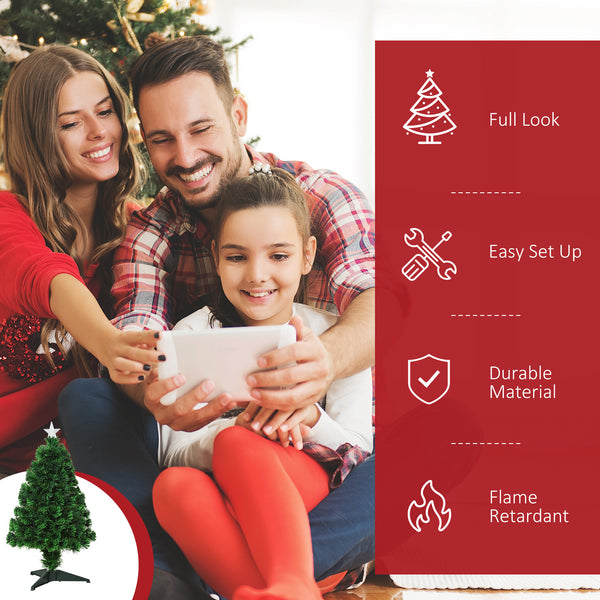 Petit sapin de Noël artificiel pré-éclairé de 2,5 pieds avec fibre optique