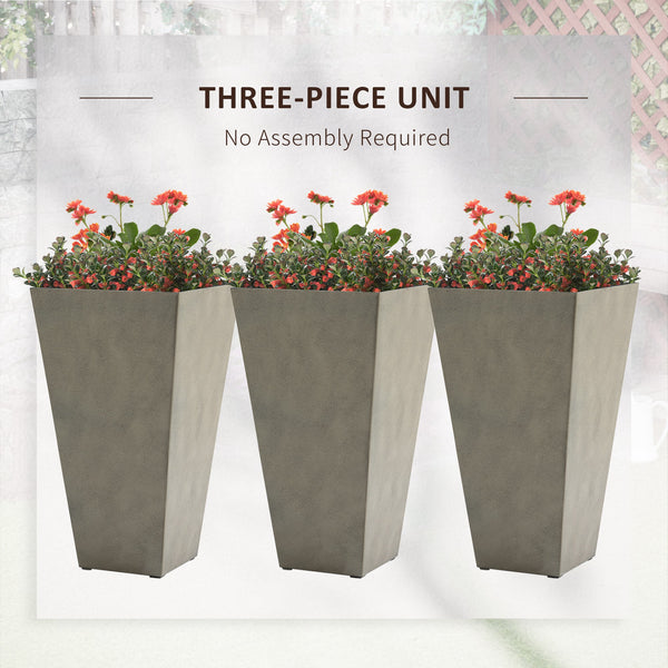 Lot de 3 jardinières en plastique