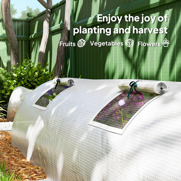 Portable mini greenhouse with 5 mesh windows and steel frame