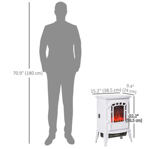 Cheminée électrique avec effet de flamme réaliste 750 W/1 500 W, blanc