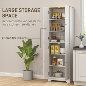 Armoire de rangement de 183 cm de haut, avec étagères réglables, 4 portes, blanc