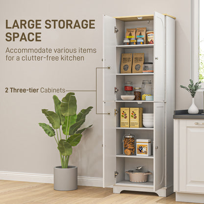 Armoire de rangement de 183 cm de haut, avec étagères réglables, 4 portes, blanc