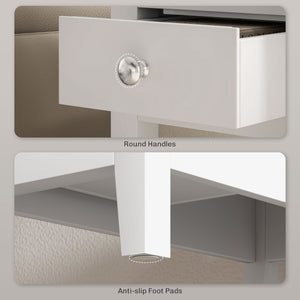 Table d'appoint étroite avec station de charge et ports USB, blanche