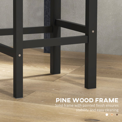 Lot de 2 tabourets de bar, style campagnard, avec dossier, en bois massif pour îlot de cuisine, Noir