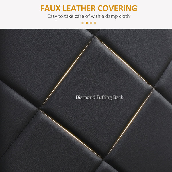 Set of 4 chairs with high backrests, faux leather upholstery and steel legs, black