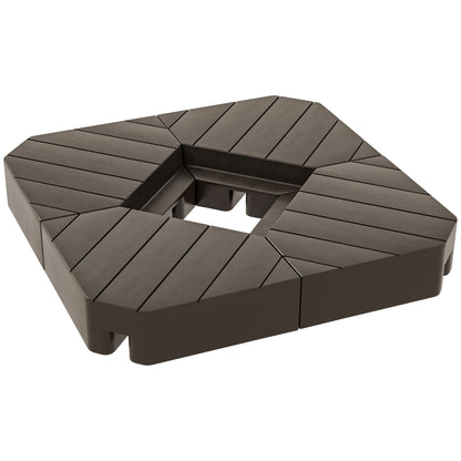 Base de parasol déportée avec poids pour parasol d'extérieur, capacité de 60 kg (eau) ou 79 kg (sable), marron