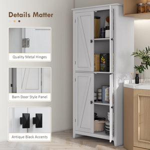 Armoire de rangement autoportante 72 po avec portes et étagères, blanche