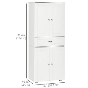 Meuble de rangement moderne avec 4 portes et 3 étagères réglables, blanc