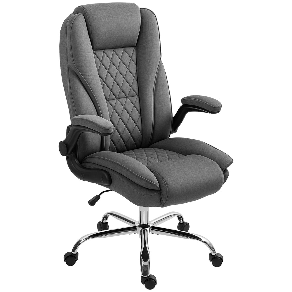 Fauteuil de bureau en tissu à motif diamant, gris foncé