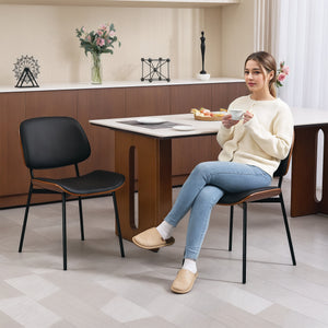 Ensemble de 2 chaises modernes du milieu du siècle avec dossier en bois courbé et pieds en métal