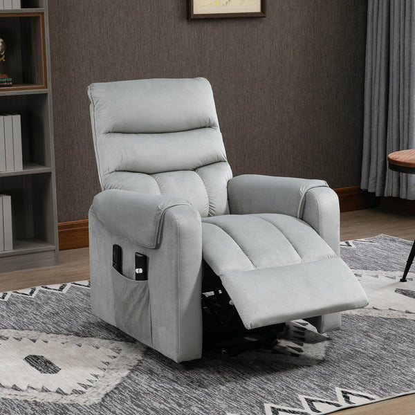 Fauteuil releveur inclinable massant avec 8 points de vibration, gris