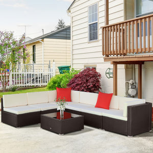 7-piece rattan furniture set, ivory