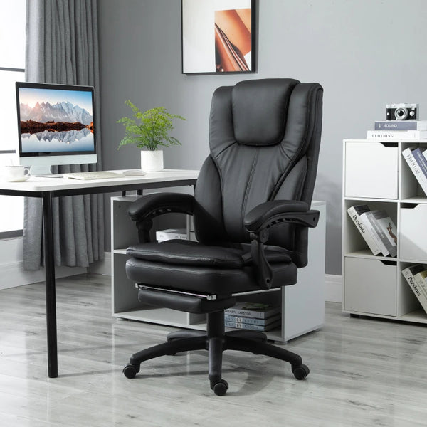 6-point vibration massage office chair with retractable footrest