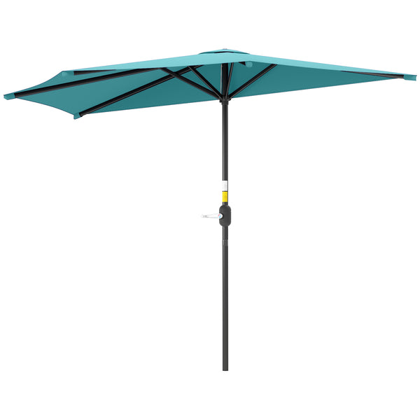 Parasol demi-rond de 9,8 pieds avec manivelle, bleu clair