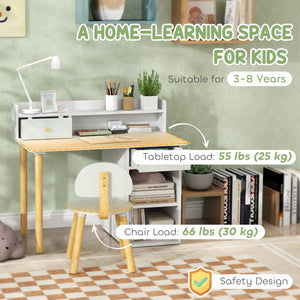 Desk and chairs with storage and shelves, for children aged 3 to 8, green