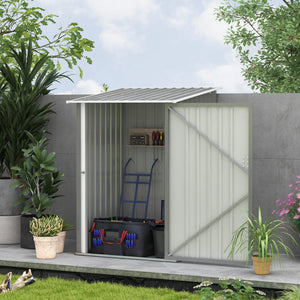 Abri de jardin adossé en acier galvanisé avec porte verrouillable, gris