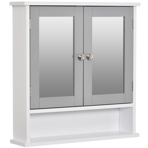 Armoire à pharmacie avec portes doubles, blanc et gris