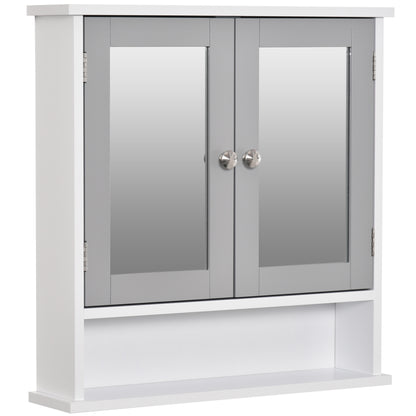 Armoire à pharmacie avec portes doubles, blanc et gris