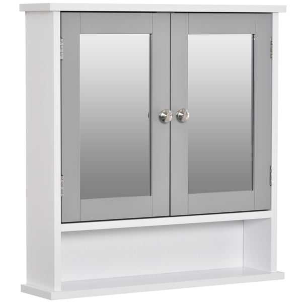Armoire à pharmacie avec portes doubles, blanc et gris
