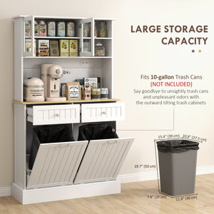 Meuble de cuisine avec station de charge et 2 placards basculants, blanc