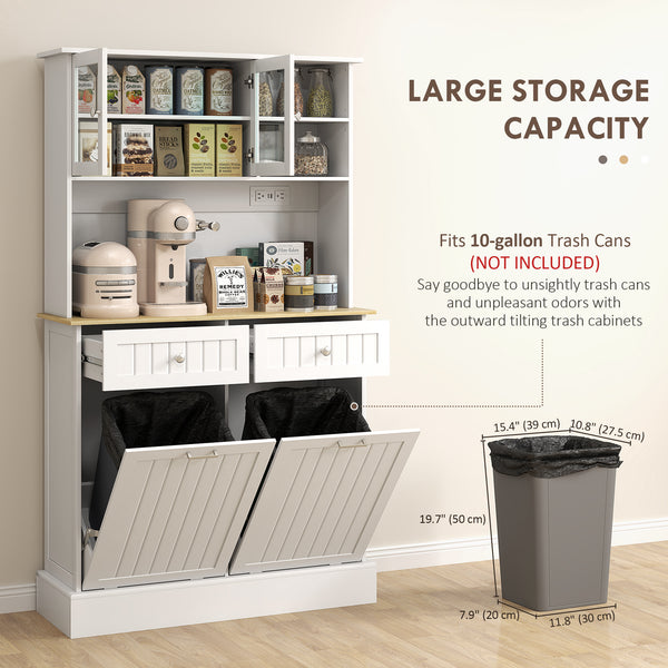 Meuble de cuisine avec station de charge et 2 placards basculants, blanc