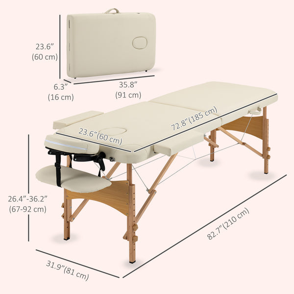 Height Adjustable Professional Salon Spa Facial Couch Bed, Portable Folding Massage Table, Beige