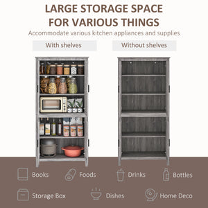 Meuble de rangement avec 4 portes et 3 étagères réglables, gris anthracite